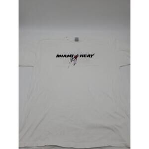 Miami Heat Of The Loom Heavy Cotton Xl White Signed In 04 Men Shirt0141